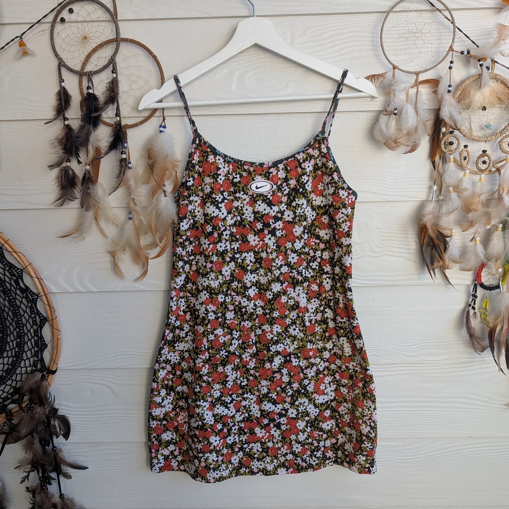 NIKE Sportswear Dual Disty Cami Floral Print Tank Dress Size SP 90s Y2K style - Picture 6 of 8